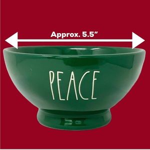 Rae Dunn Christmas Bowls - PEACE In Large LL font - Green